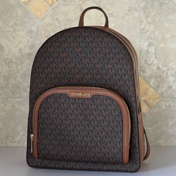 Michael Kors Jaycee Large Zip Pocket Backpack MK Brown - Picture 4 of 13